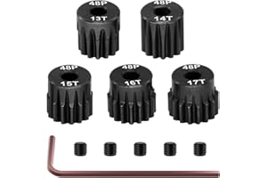 OGUNKE OGRC Steel Hardened 48P Pinion Gears 13T 14T 15T 16T 17T 3.175mm (1/8-Inch) Shaft for Traxxas Arrma HSP HPI AXIAL Tamiya Losi 1/10 RC Car