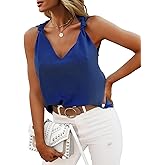 Essrite Womens Casual Fashion Tanks Tops V Neck Knotted Detail Tank Tops Sleeveless Blouses Shirts