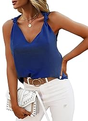 Essrite Womens Tanks Tops V Neck Casual Ladies Knot