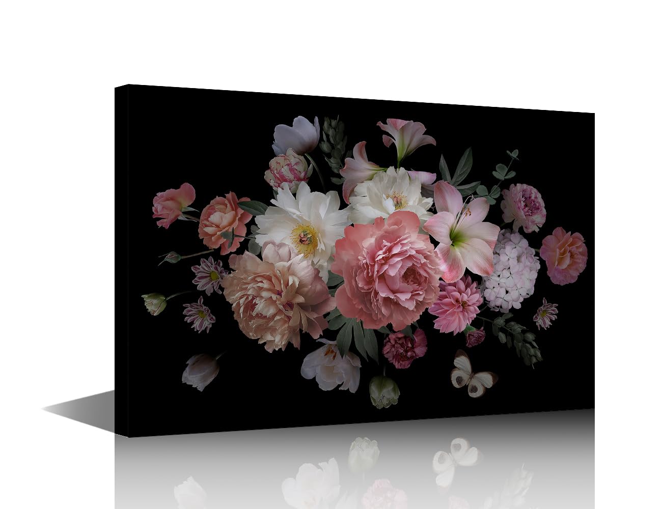 TISHIRON Luxury Baroque Bouquet Painting Canvas Wall Art Vintage Floral Peonies Roses Tulips Wall Decor for Living Room Bedroom Home Office Decor Framed Ready to Hang 12" x 18" — image 1