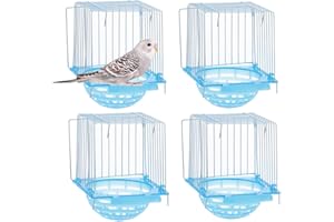 DQITJ 4 Pack Bird Hatching Nest Canary Cage Breeding Nest Parrot Shelter Bowl Pearl breeding Box with Barbed Wire Partition