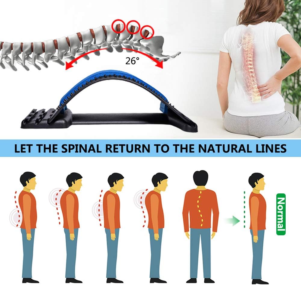 Back Stretcher, Lumbar Back Pain Relief Device, Multi-Level Back Massager Lumbar, Pain Relief for Herniated Disc, Sciatica, Scoliosis, Lower and Upper Back Stretcher Support: Industrial & Scientific