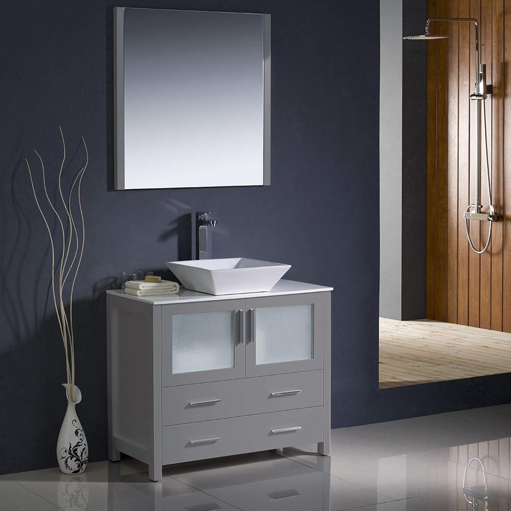 Fresca Torino 36 inch Gray Modern Bathroom Vanity w/Vessel Sink