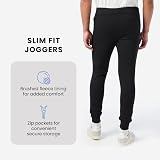 Bonjour Slim Fit Joggers for Men with Zip Pockets Black Large view 3