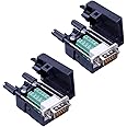 Anmbest 2PCS DB9 Solderless RS232 D-SUB Serial to 9-pin Port Terminal Male Adapter Connector Breakout Board with Case Long Bolts Tail Pipe (2PCS Male)