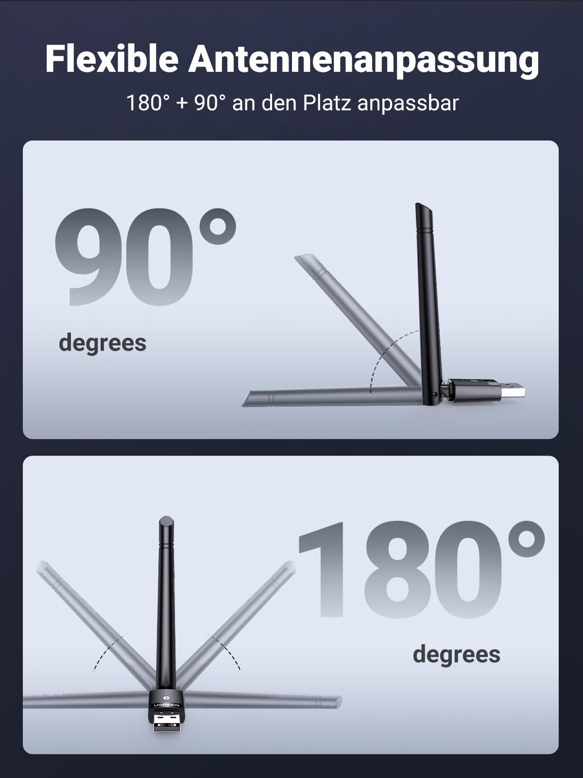 UGREEN USB Bluetooth Adapter PC Mit Großer Übertragungsreichweite Bluetooth Dongle für Windows 11/10/8.1, Bluetooth Stick für Maus, Tastatur, Kopfhörer, Handy, Controller 6