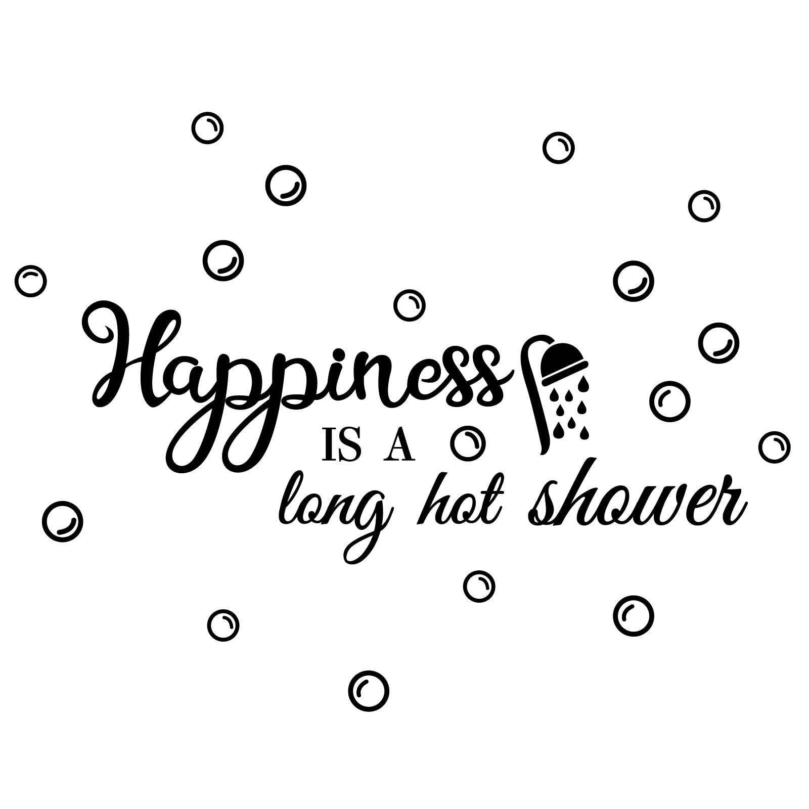 PLIGREAT Bathroom Quotes Wall Stickers Removable Vinyl Decals Black Art Letters Bubbles Stickers for Shower Room Hotel Washroom Bath Center Wall Decoration Indoor Wall Art Decor