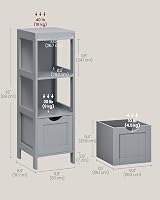 VASAGLE Bathroom Floor Cabinet Freestanding Storage 2 Drawers Dove Grey view 6
