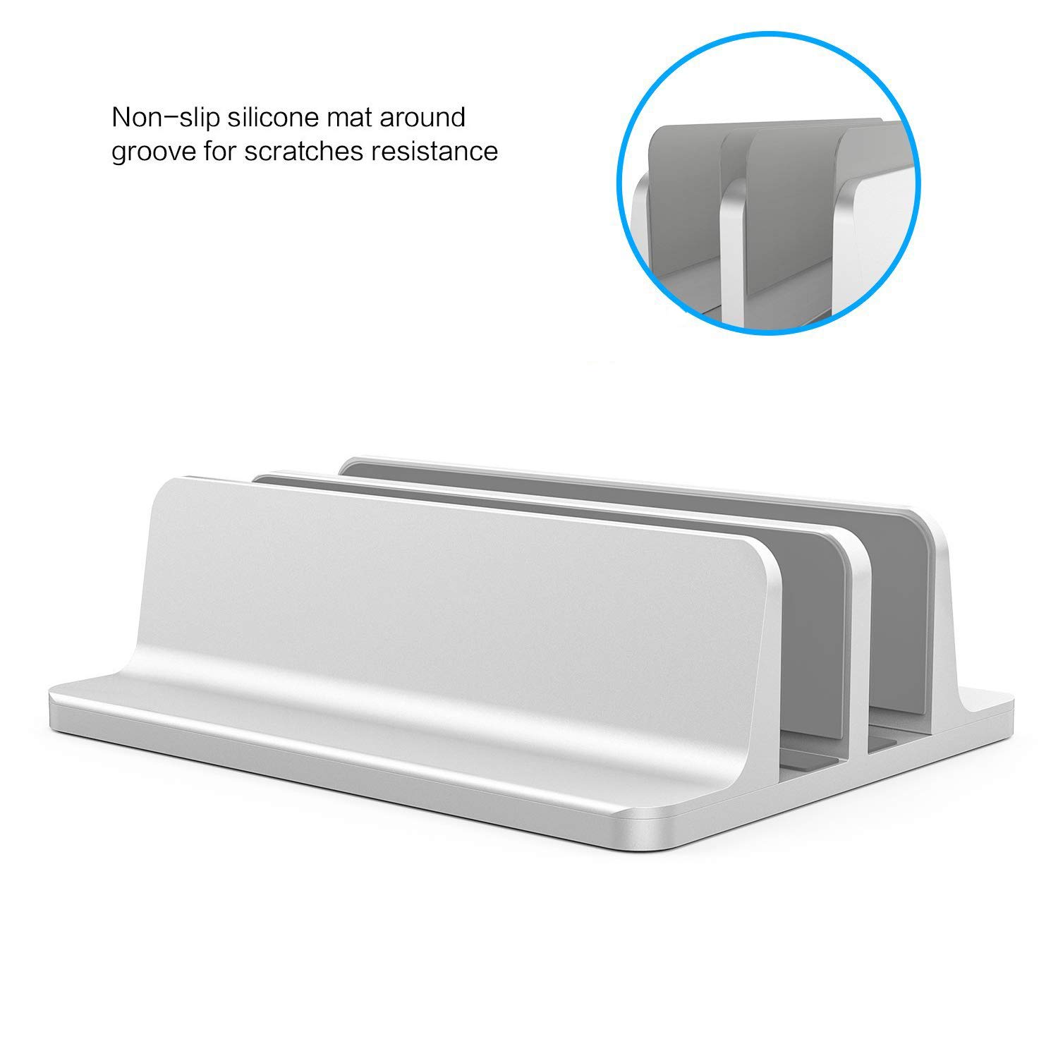 Black Aluminum Desktop Holder for MacBook Laptop Tablet Dual Cradles