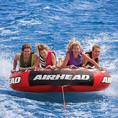 Kwik Tek Airhead Mega Slice 4-Rider Towable Tube Raft with 60-Foot Rope - Thumbnail 4
