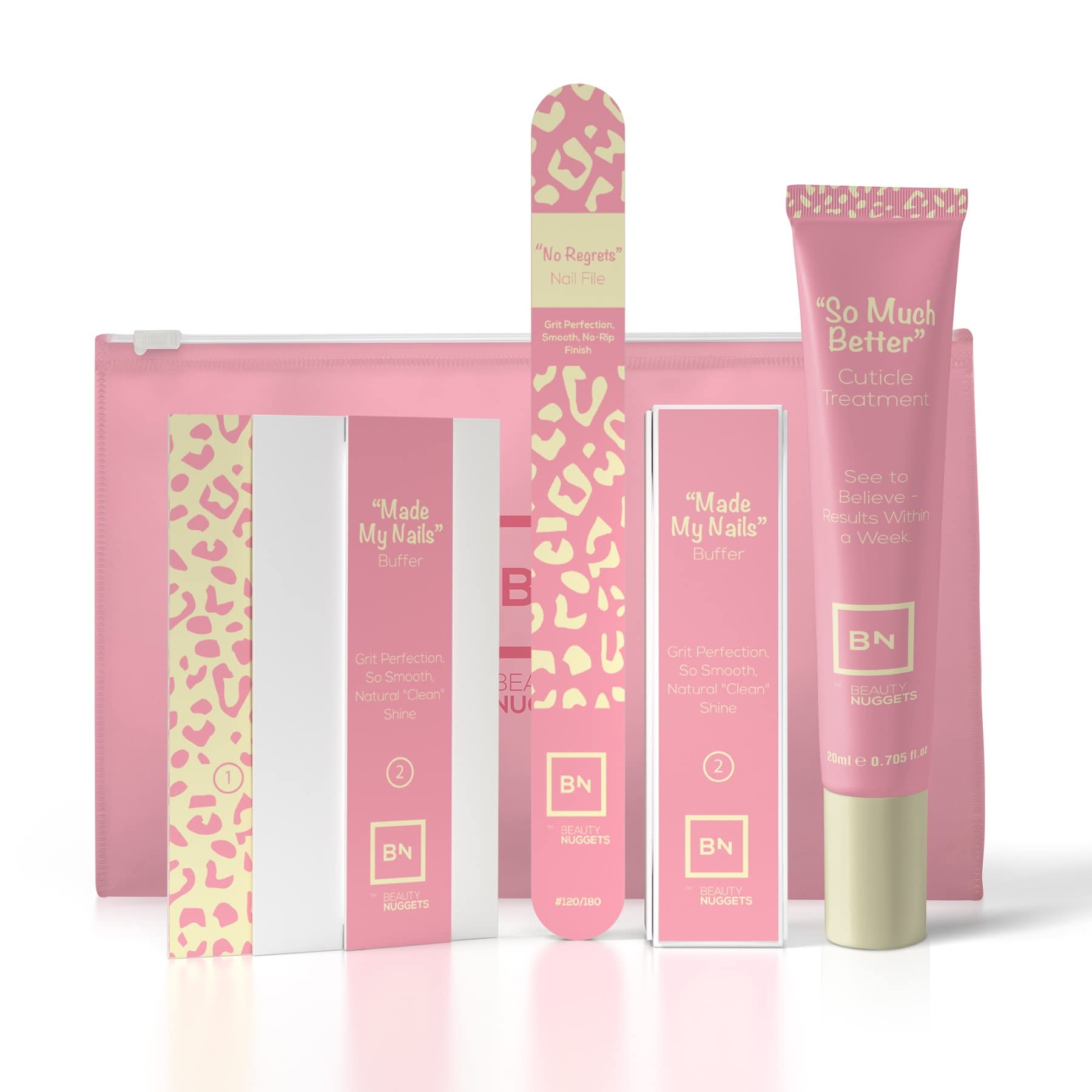 Beauty Nuggets My Nails are Perfect Nail Care Kit, Ultimate Shine 3 Way Nail Buffing Block, Cuticle Cream, Nail File and Replacement Buffer Pads (My Nails are Perfect Nail Care Kit)