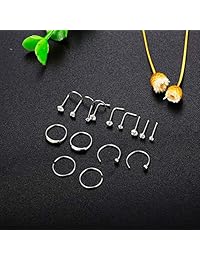 Finrezio - 15 aros de acero quirúrgico de 0.78 oz, para cartílago, 0.059 in, 0.079 in, 0.098 in