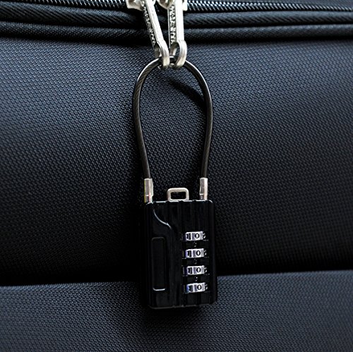 SEPOX Resettable Combination Travel Padlock, 4 Digit Cable Padlock for Suitcase, Travel Bag, and Gym Lockers, Filing Cabinets, Toolbox, Case, -Black Pack of 2 - Thumbnail 6