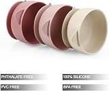 PandaEar 3 Pack Silicone Baby Bowls with Suction Lids Pink Rose Linen view 3