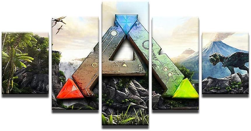 Ark Survival Evolved Jeu 5 Panneau Toile Imprime Peinture Pour Salon Mur Art Decor A La Maison Hd Photo Oeuvres Affiche 4x6 4x8 4x10 Pouce Avec Cadre Amazon Fr Cuisine Maison