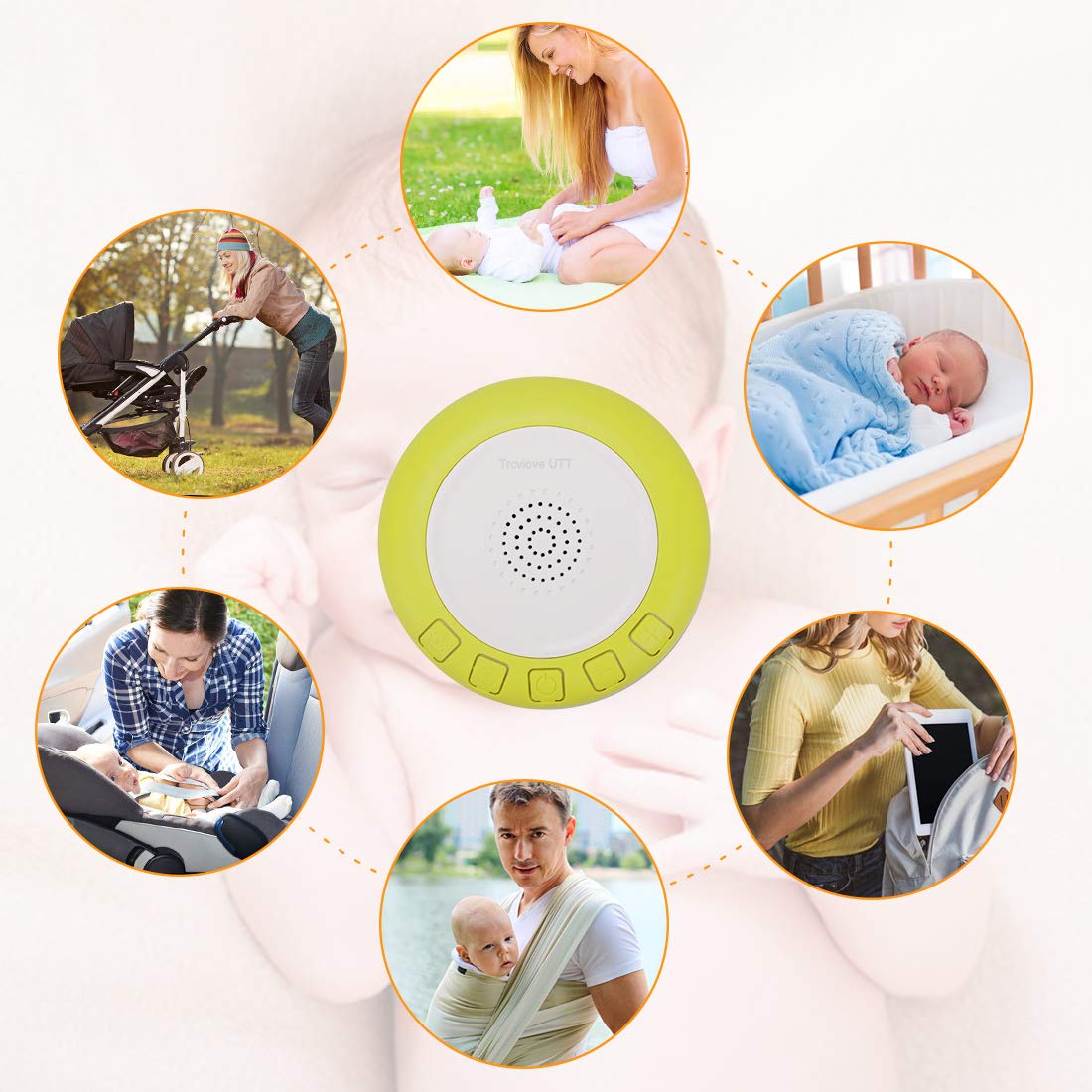 Portable Shusher Baby Sound Machine Yellow with AutoOff Timer and