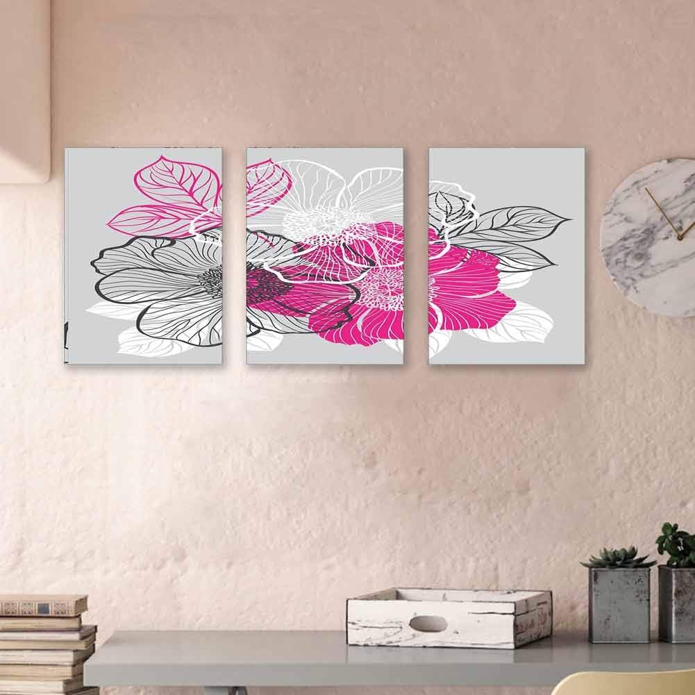 Grey Living Room Decorative Painting Abstract Blossoming