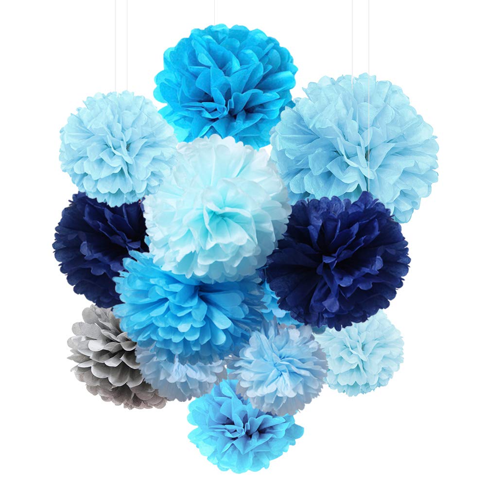 Tissue Paper Flowers Pom Poms Decorations Bright Colorful Large Rainbow Kids Craft Assorted Bulk Kit Hanging Wall For Big Wedding Happy Birthday Party Decor Navy Blue Pack Buy Online In Congo