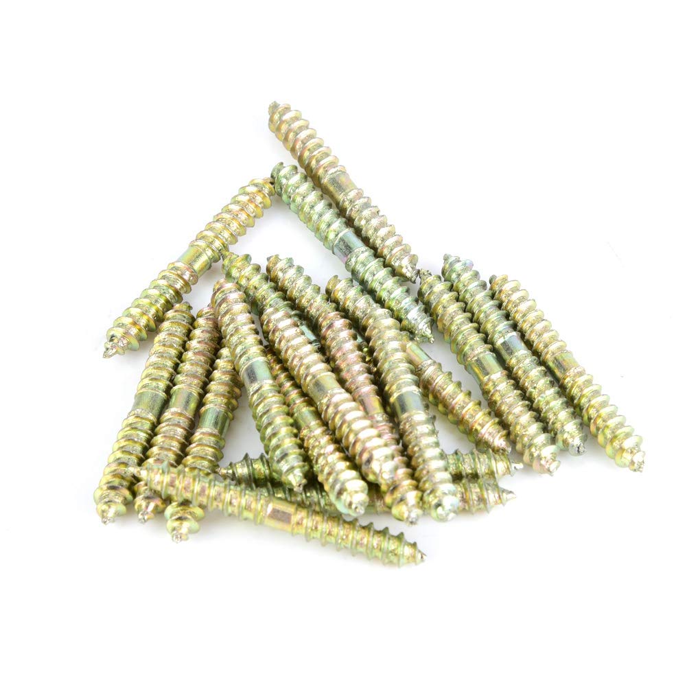 Double Ended Dowel Screws 20 Pcs Double Ended Dowel Screw Self Tapping Threaded Bolts Rods Bars Studs 5mm x 40mm Iron with Zinc Plating, 20Pack