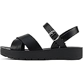 Soda CHESTER ~ Women Flat Sandals Flatform Ankle Buckle Criss Cross Band Straps Sandals Shoes
