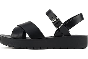 Soda CHESTER ~ Women Flat Sandals Flatform Ankle Buckle Criss Cross Band Straps Sandals Shoes