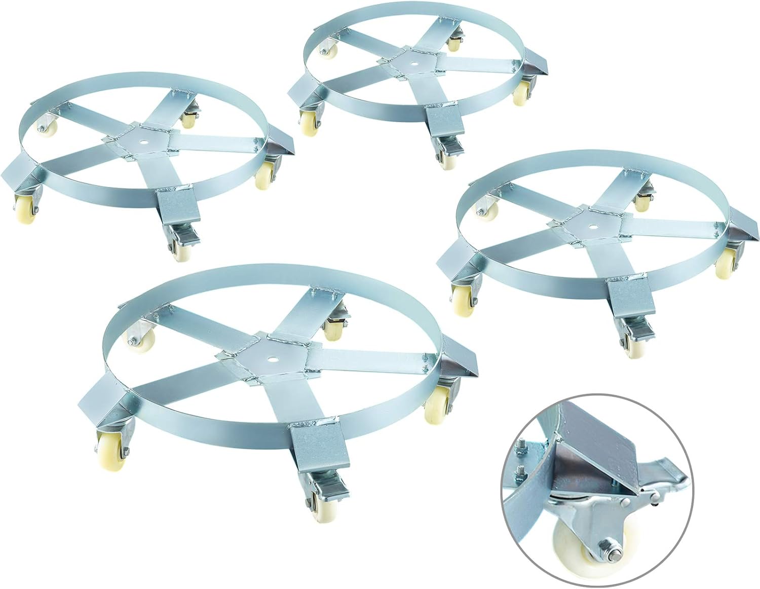 BestEquip 4 Pack Heavy Duty Drum Dolly 5 Swivel Caster