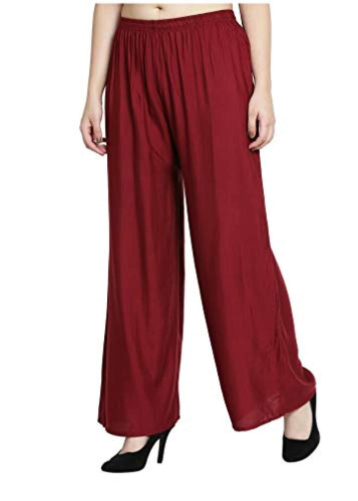 PAF written in a frame Women's Regular Fit Rayon Palazzos (PNG-RAY-PLZ-MRN-100_Maroon_M)