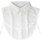 Shinywear Pearl Fake Collars Detachable Dickey Collar Blouse Half Shirt Crystal Peter Pan Faux False Collar for Women Girls