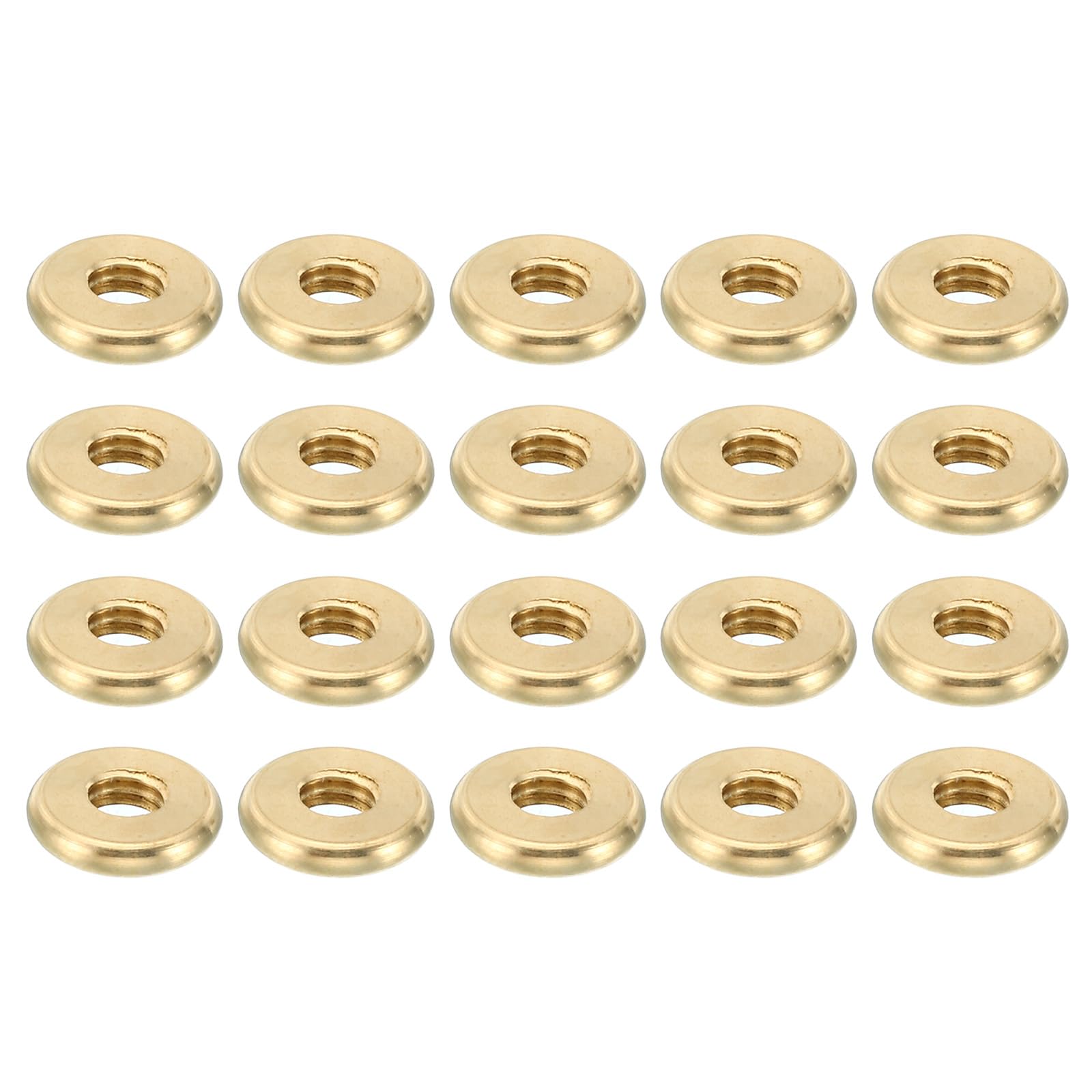 PATIKIL M4x0.7 Brass Round Locknut, 20 Pack Flat Wheel Ring Lock Nut Smooth Surface Decoration for Furniture and Light