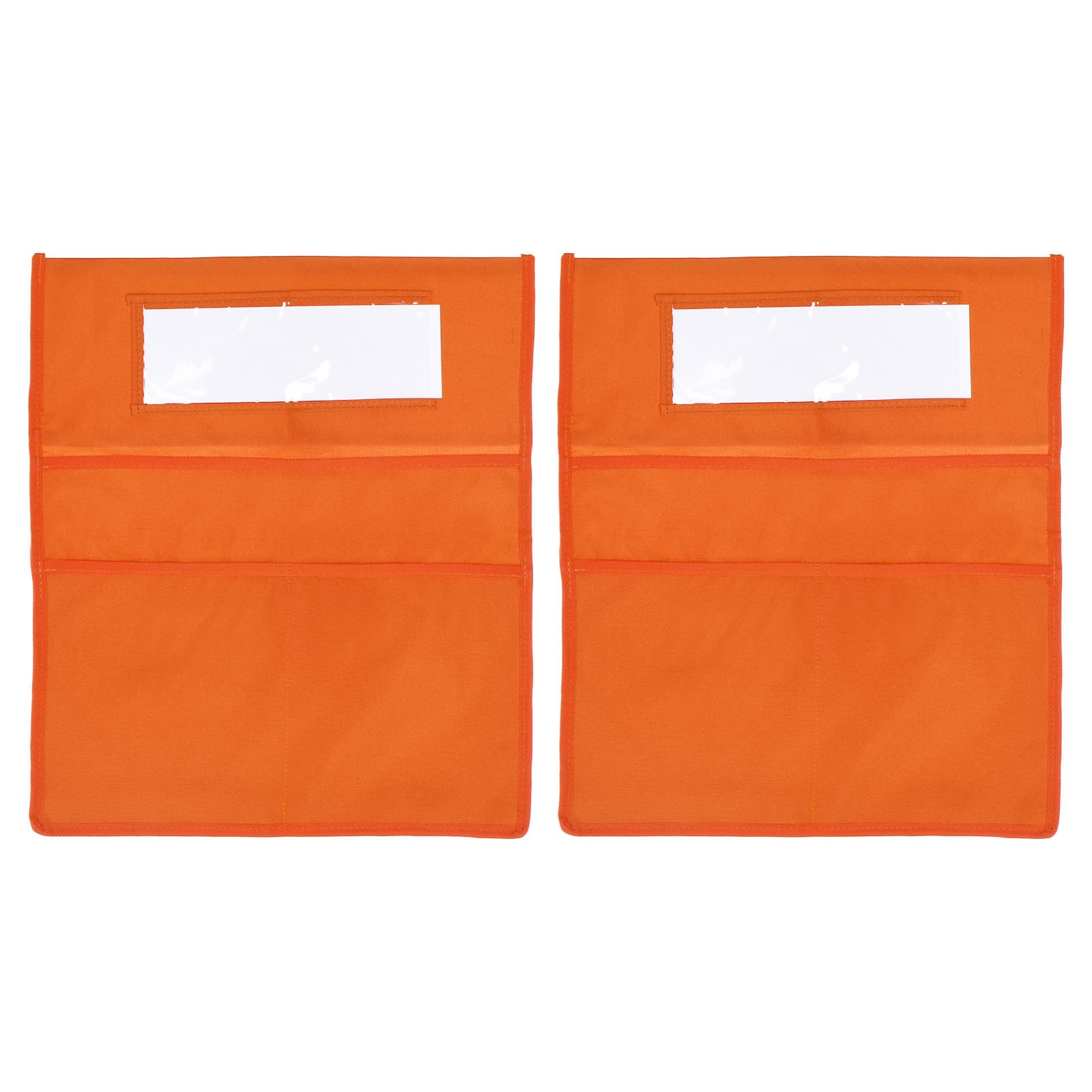 PATIKIL 3 Slots Chair Pockets for Classrooms, 2pcs Classroom Chair Pockets for Classroom Chair Pockets Label for Paper Book Stationery, Orange