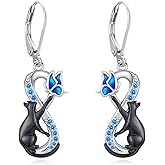 Eusense Sterling Silver Earrings for Women Moonstone/Turquoise/Abalone Shell/Tree of Life/Animals Dangle Leverback Earrings Jewelry