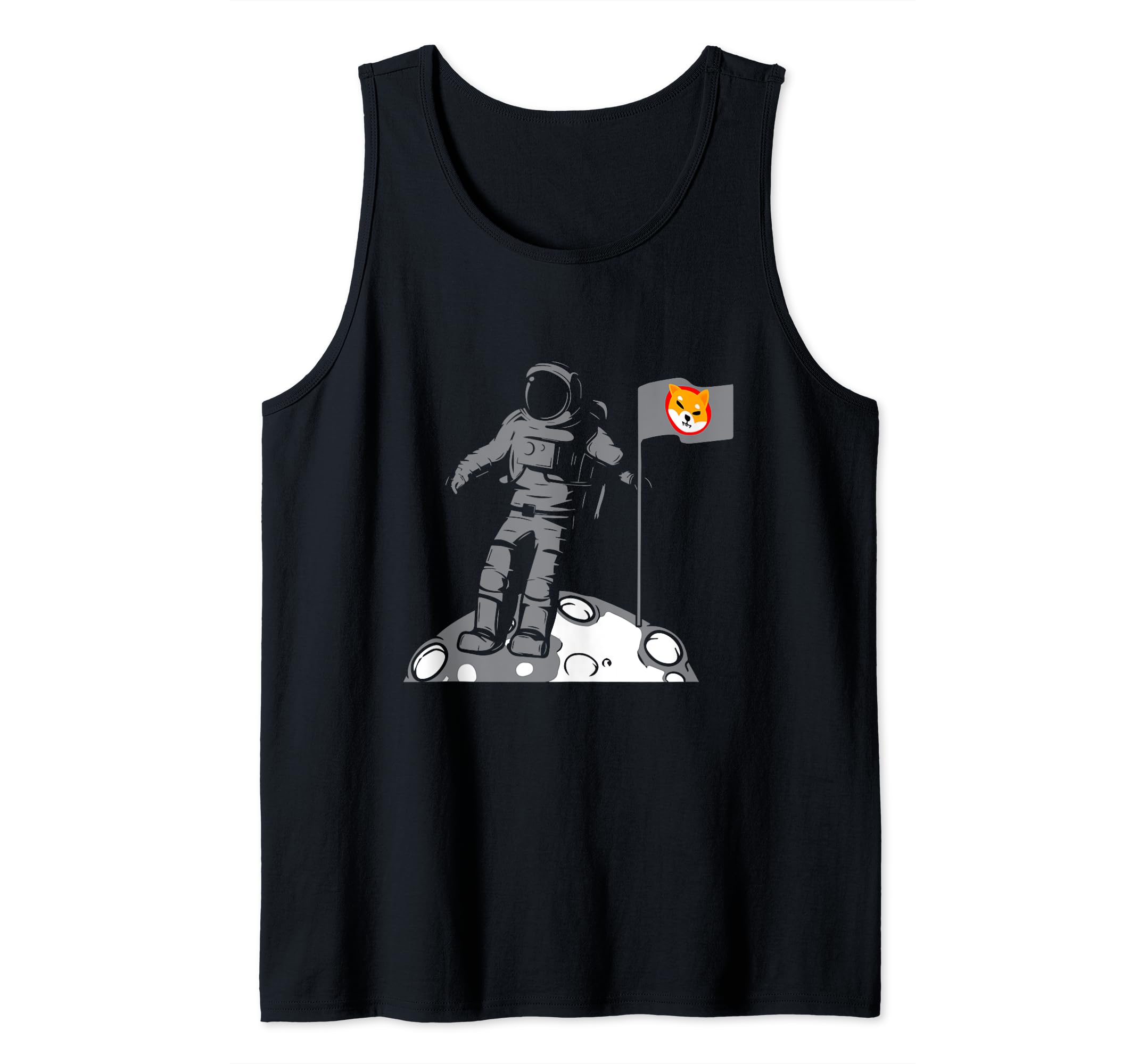 Shiba Inu Coin Flag Astronaut Moon Landing Cryptocurrency Tank Top