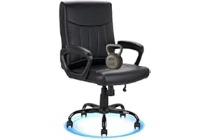 CLATINA Mid Back Leather Office Executive Chair with Lumbar Support and Padded Armrestes Swivel Adjustable Ergonomic Design for Home Computer Desk