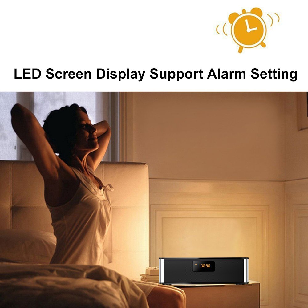 Portable Bluetooth Speaker Stereo FM Radio, ZEPST Wireless Speaker with LED Screen, Alarm Clock, Bold Bass, Handsfree, 8h playtime for iphone, Mobile, Tablet and PC