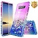 Galaxy Note 8 Case with Screen Protector (Full Coverage) for Girls Women Kids, NageBee Glitter Liquid Sparkle Bling Floating Waterfall Shockproof Cute Case for Samsung Galaxy Note 8 -Purple/Blue
