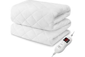 MATBEBY Heated Mattress Pad Full Size, Electric Mattress Pad Cover w/Single Control 8 Heating Settings, Bed Warmer w/ 4 Auto Shut Off Settings, UL Certified, Deep Pocket, Machine Washable, White