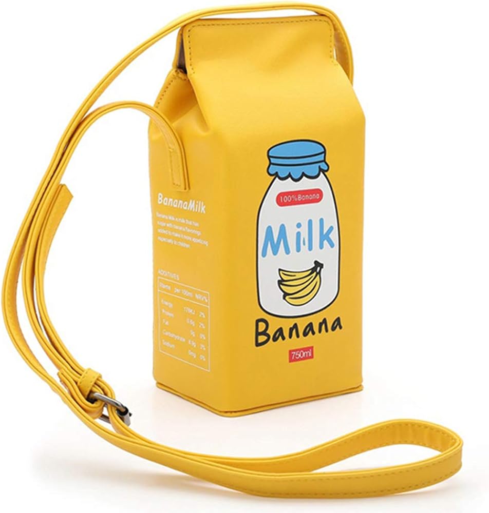 Womens PU Leather Cute Milk Box Crossbody Bag Waterproof Casual Phone Purse Shoulder Bag Travel Bags for Ladies and Girls (Yellow)