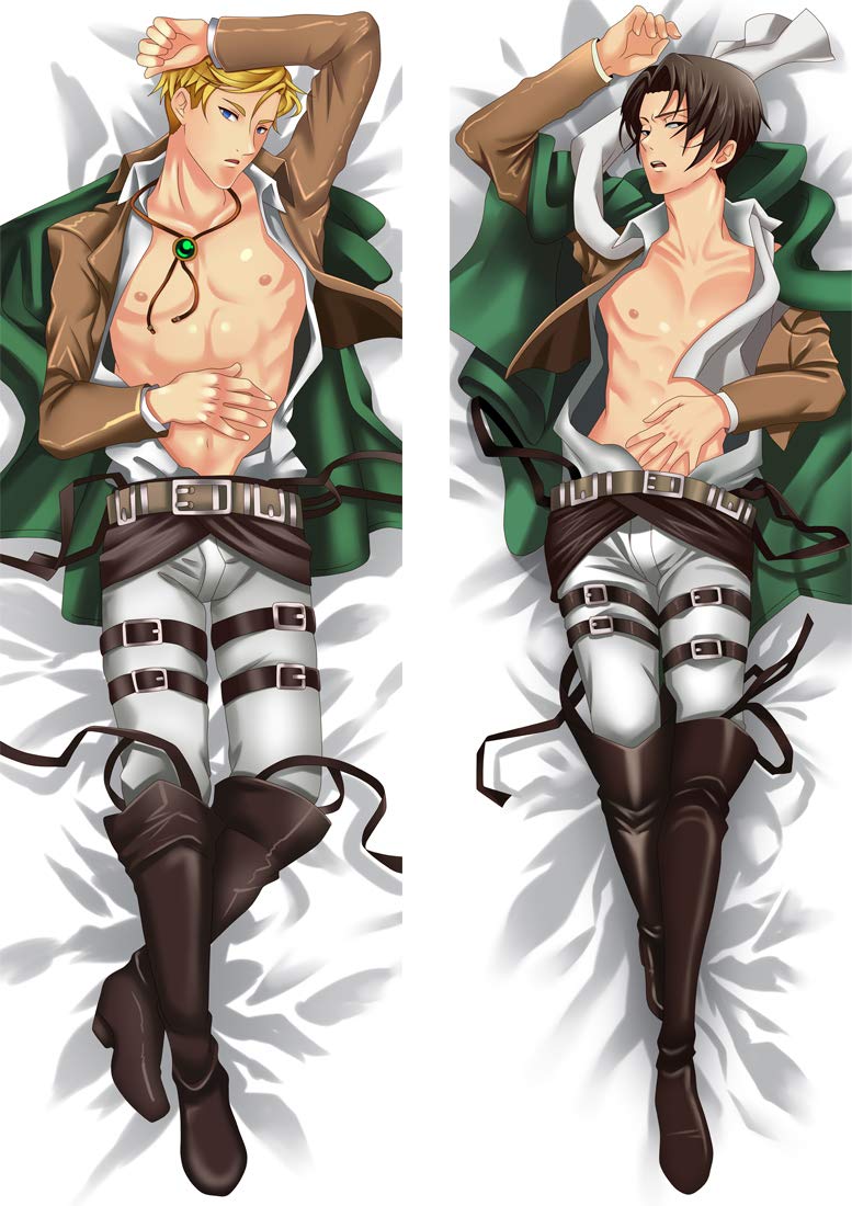 XMKMHomeLove Attack on Titan Levi Ackerman and Erwin Smith 160 x 50cm(62.9in x 19.6in) Peach Skin Hu