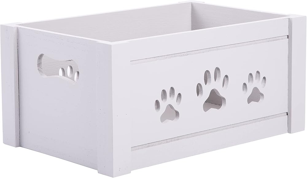 Green Leaves Paw Shaped Cutout Dog Toys Storage Box Large Grey