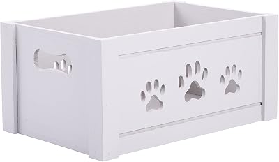 Green Leaves Paw Shaped Cutout Dog Toys Storage Box Large Grey