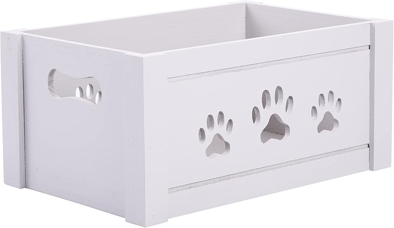 Green Leaves Paw Shaped Cutout Dog Toys Storage Box Large Grey