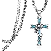 Lieditia Turquoise Cross Necklace 925 Sterling Silver Cross Pendant Turquoise Jewelry Gifts for Men
