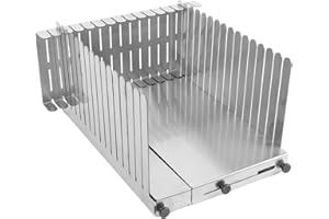 Yoidesu Stainless Steel Bread Slicer for Homemade Bread, Toast Slicing Guide Cutting Guide with Crumb Tray, Loaf Cutter for C