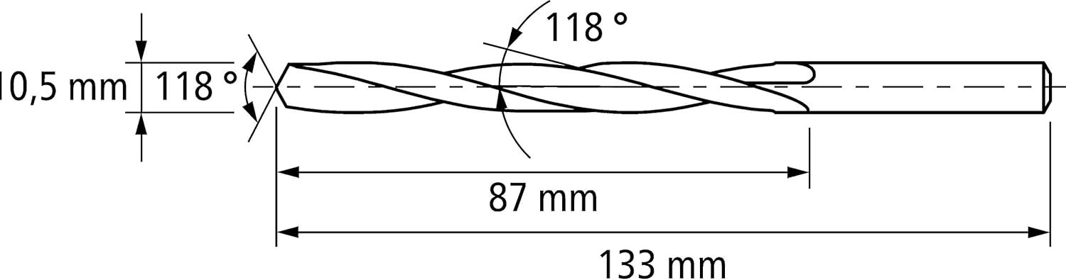 PFERD 25203580 Twist Drill Inox, 5 Pieces, Diameter 10.5 mm, HSS-E Co5 N, DIN 338, 135°, Stainless steel, diameter 10,5 mm - Image 3
