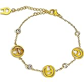 MUNIGSMUR Gold Plated Link Bracelet with Cubic Zirconia for Women Trendy Adjustable Simple Chain Bracelets Dainty Jewelry Gift for Women