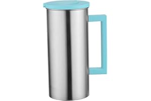 Stainless Steel Pitcher 1.8L Sealing Pitcher with Lid Brushed Frosted Stainless Steel Water Pitcher with Anti-Scalding Handle
