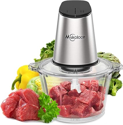 Amazon フードプロセッサー Makoloce 300wハイパワー 1 2l大容量 チョッパー 急速刻む 一台多役 水洗い可能 ４枚カッター 2段階スピード みじん切り器 電動 ミキサー Makoloce フードプロセッサー