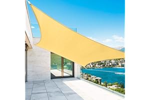 Shade&Beyond 10'x13' Sun Shade Sails Curved Canopy Rectangular Sand 185GSM Shade Sail Permeable for Patio Deck Yard Backyard, (We Make Custom Size)