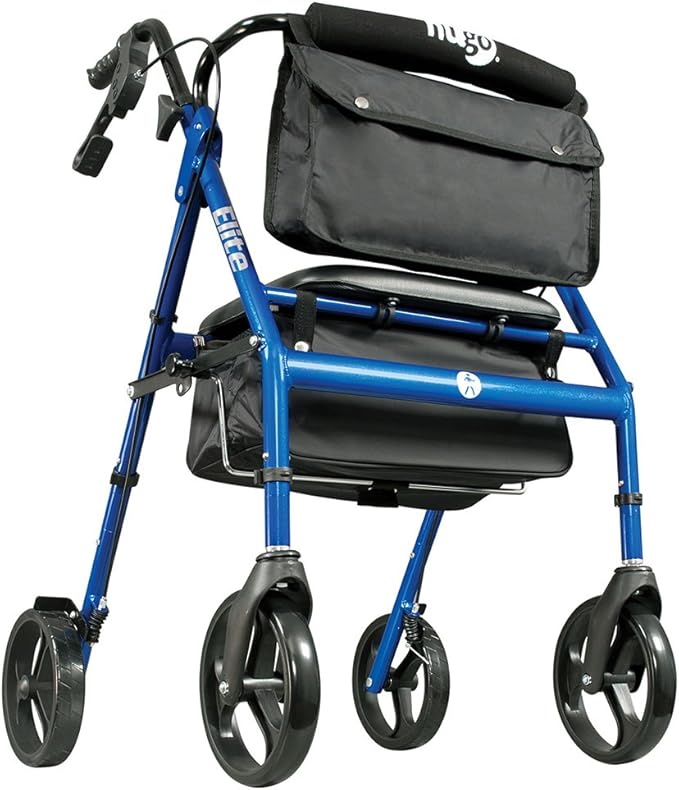 Drive Medical Hugo Elite Rollator Walker With Seat, Backrest and Saddle