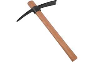 MAHIONG 14 Inch Pick Mattock Hoe, Wood Pick Axe with Wooden Handle Long Handle Garden Tool for Digging, Gardening, Camping, P